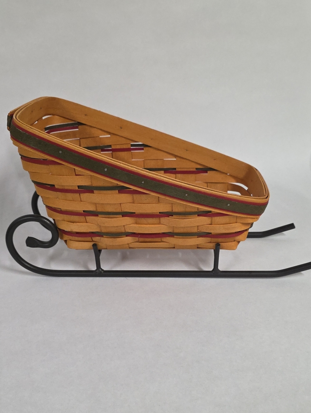 Vintage Longaberger 1997 Christmas Sleigh Basket w/Metal Runner Holiday Decor